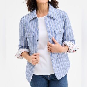 Style & Co. Blue Striped Button Down Shirt/Jacket